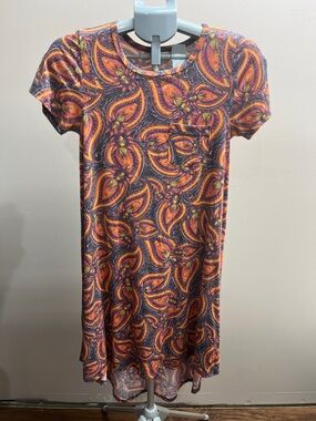 LuLaRoe High Low Dress in Orange, Purple, Yellow Paisley